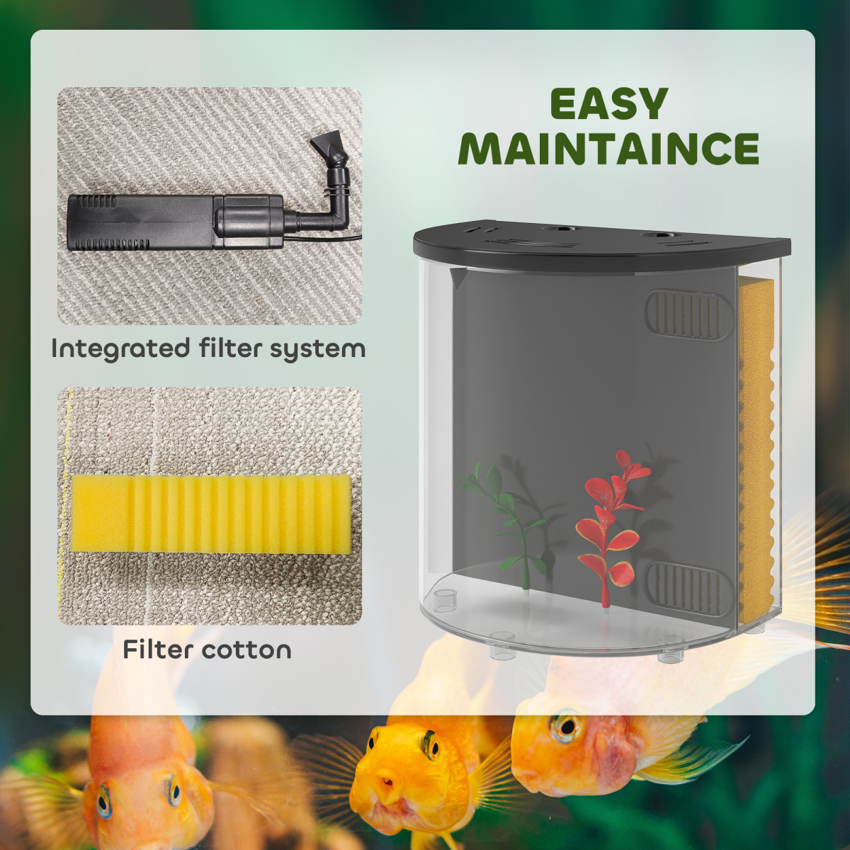 PawHut 3L Nano Fish Tank Starter Kit with Filter, LED Light