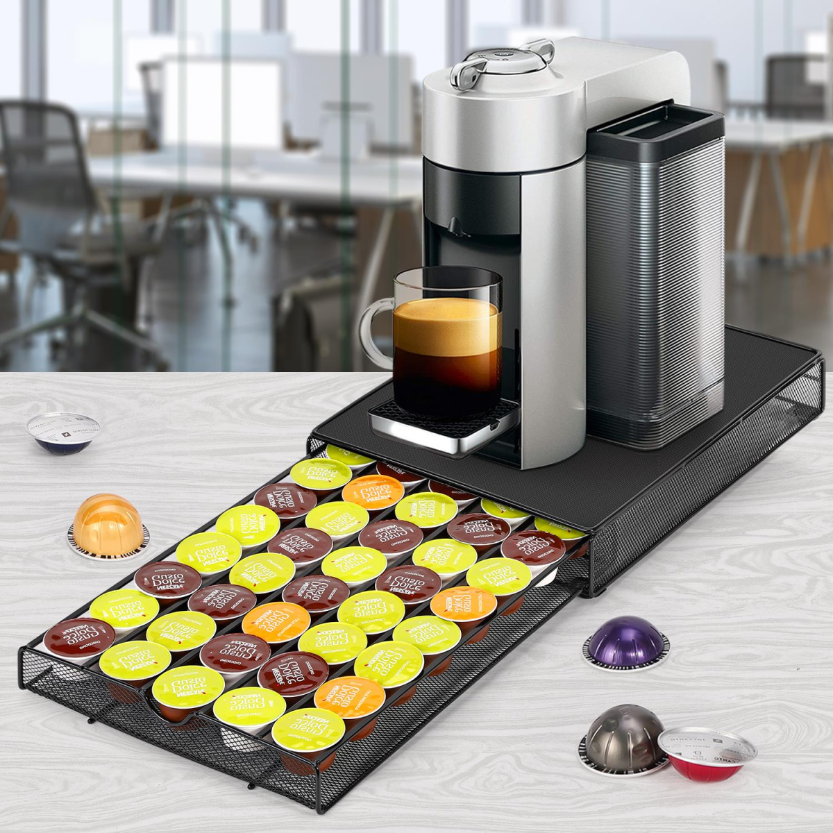 Vinsani Sliding Coffee Pod Storage Drawer for up to 80 Dolce Gusto Capsules