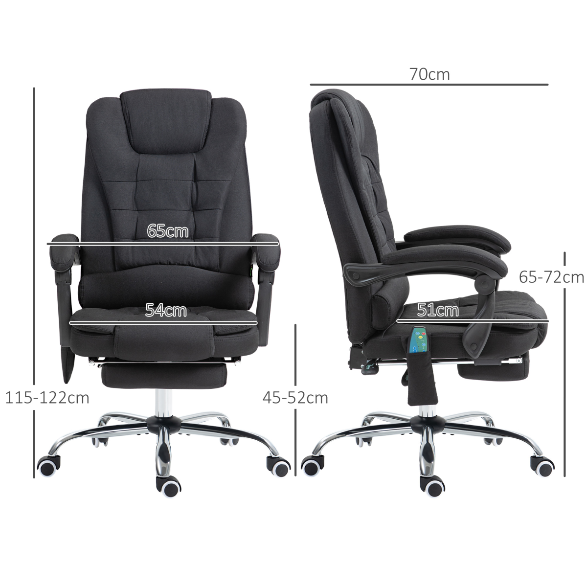 Vinsetto Massage Office Chair with Heat, Recline & Footrest, Black