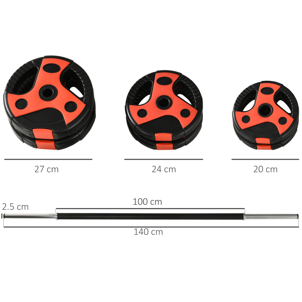 SPORTNOW 20kg Adjustable Barbell Weight Set for Home Gym