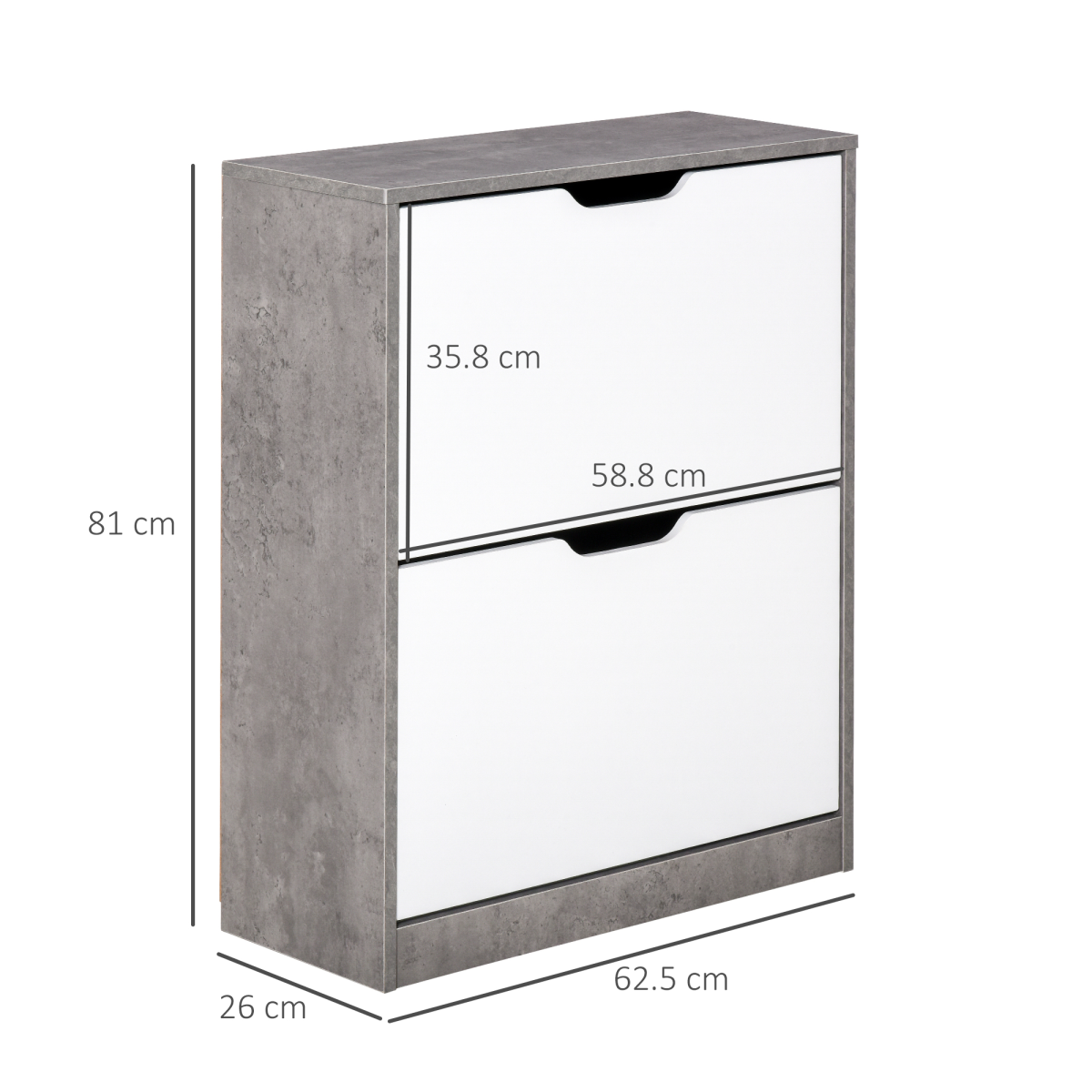 Two Drawer Shoe Cabinet Home Storage Organiser Groove Handles Hallway HOMCOM