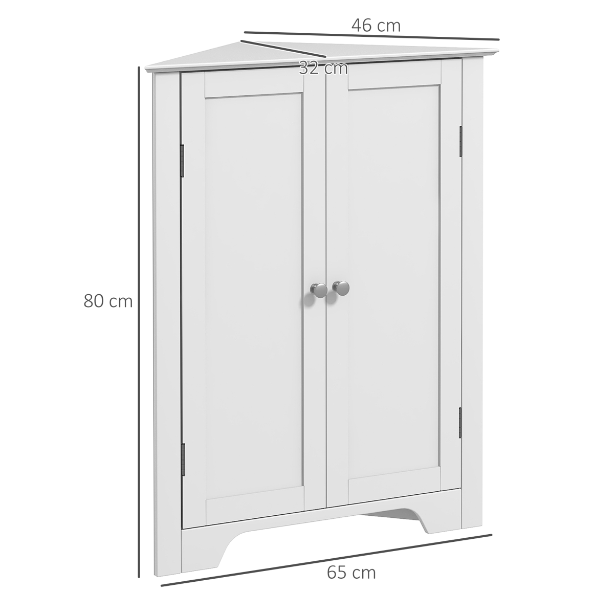 Corner Bathroom Storage Cabinet with Adjustable Shelf, White