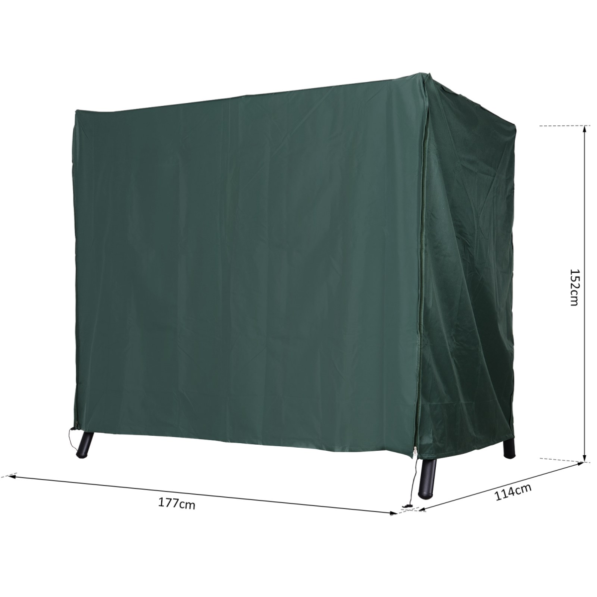Outsunny 600D Oxford Polyester Waterproof Outdoor Swing Chair Cover with Zipper, Drawstring and Buckle
