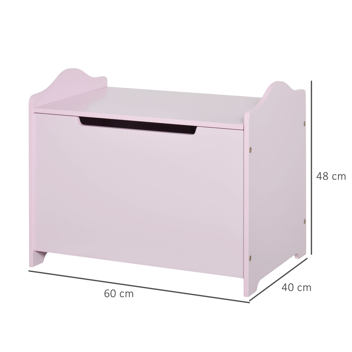 Kids Toy Storage Box Organiser, 60 x 40 x 48cm, Pink, Ages 3+, Bedroom Storage, MDF