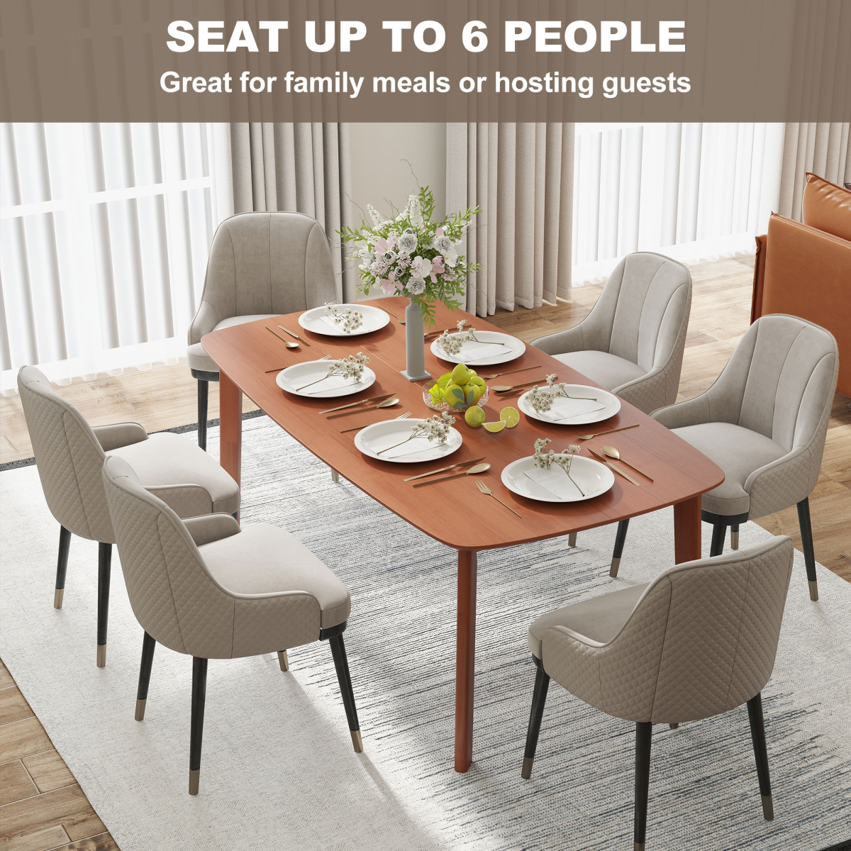 HOMCOM 150cm Rectangular Dining Table, Solid Wood Frame, Light Brown