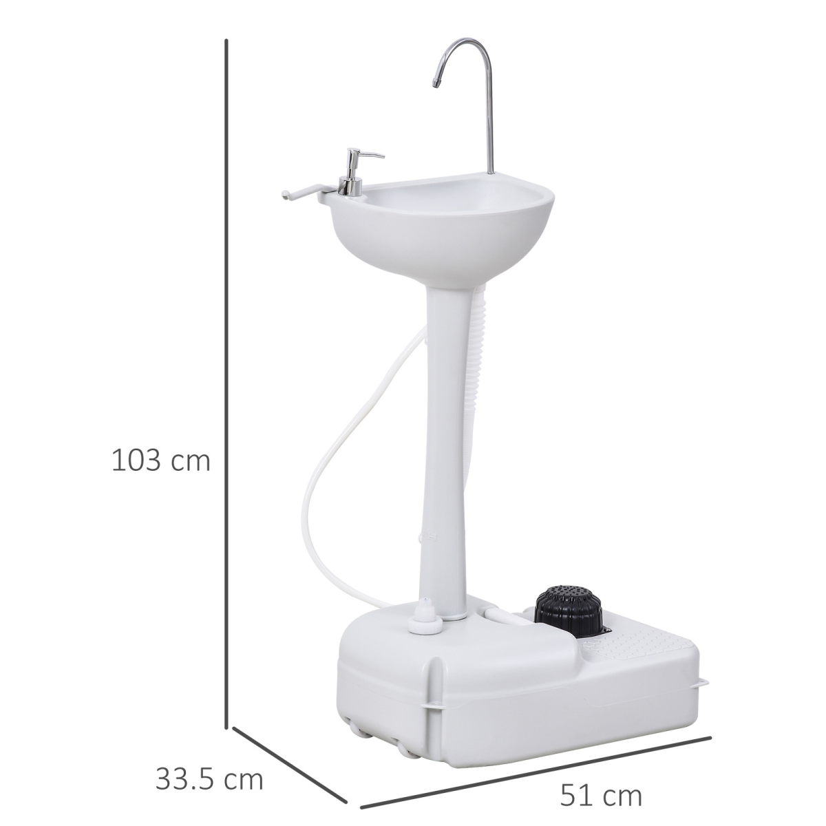 Portable Camping Sink with Foot Pump, 17L Water Tank, Towel Holder, Hand Sanitizer Tank and Drainage Hose