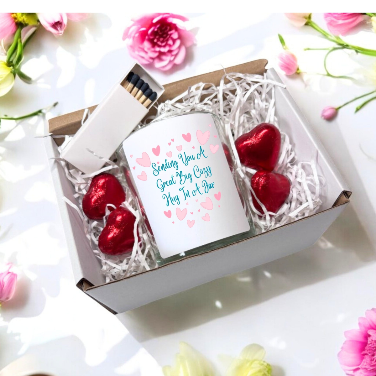 Sending You A Great Big Cozy Hug In A Jar Candle Gift Set | Best Friend Gift | Scented Candle Gift Box | Message Candle | Bereavment Gift