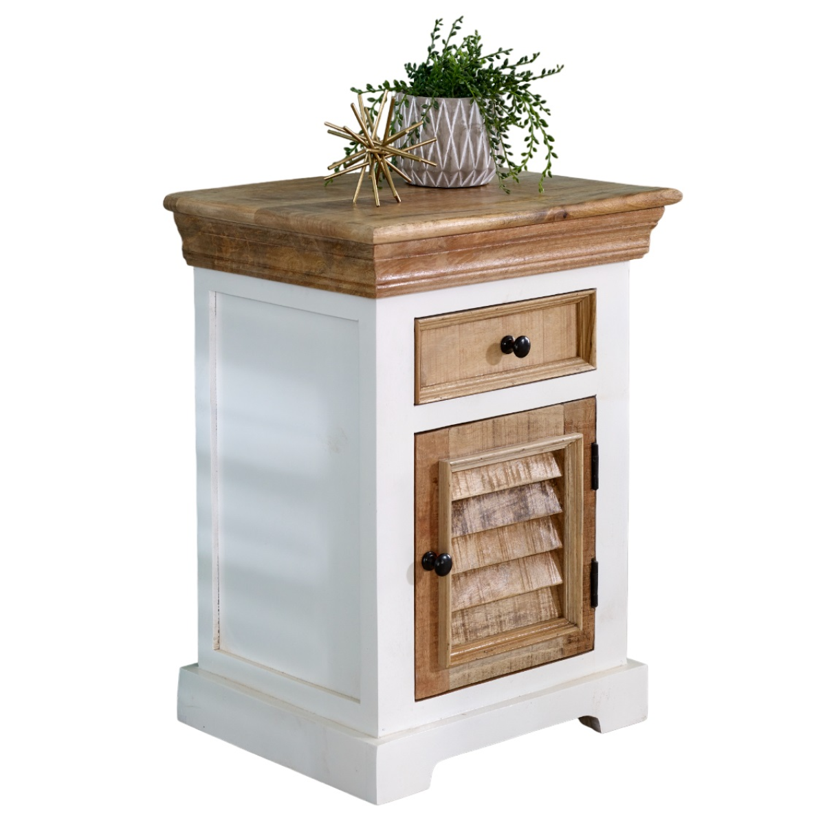 Alfie Solid Mango Wood Bedside Cabinet 1 Drawer 1 Door