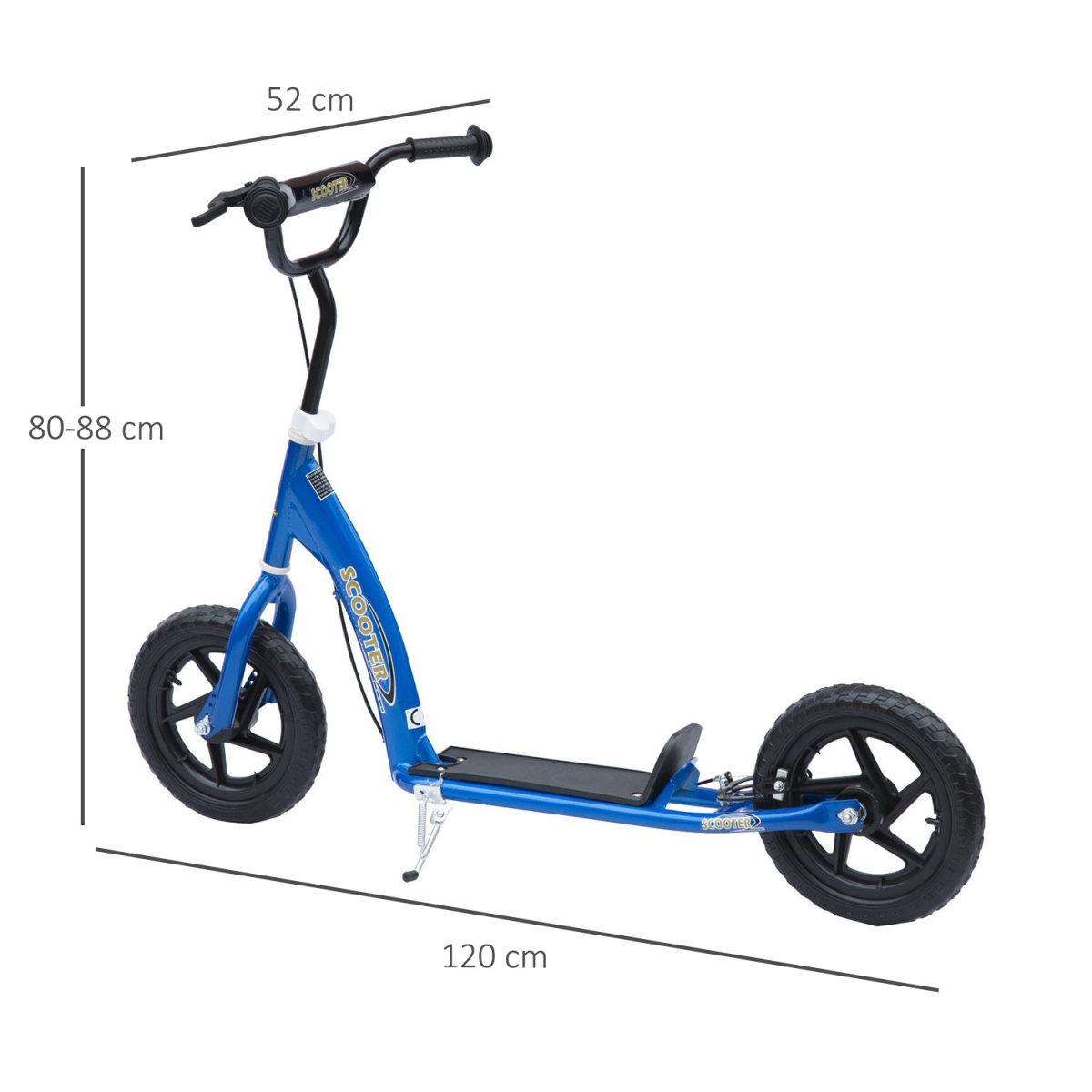 Blue Kids Adjustable Scooter with 12in Foam Wheels, Steel Frame