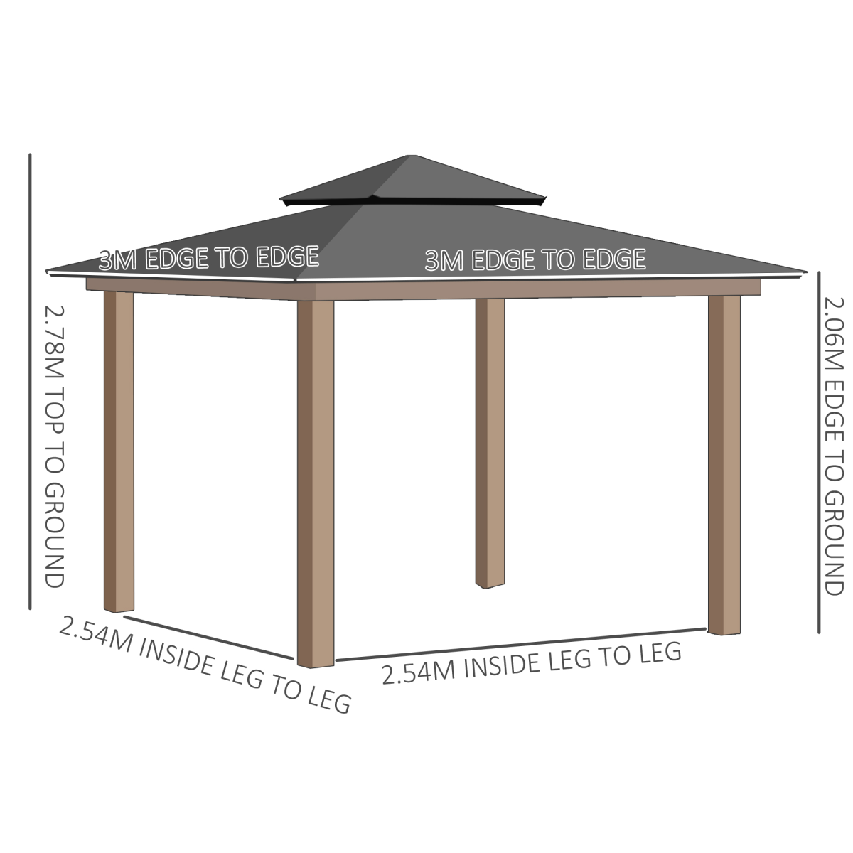 Outsunny 3 x 3m Polycarbonate Hardtop Gazebo with Curtains & Netting