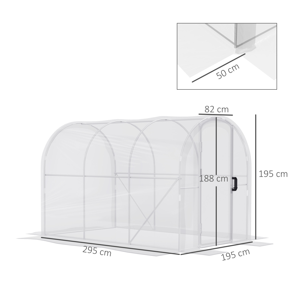 Outsunny 3 x 2 x 2m Polytunnel Greenhouse with Hinged Door and Galvanised Steel Frame