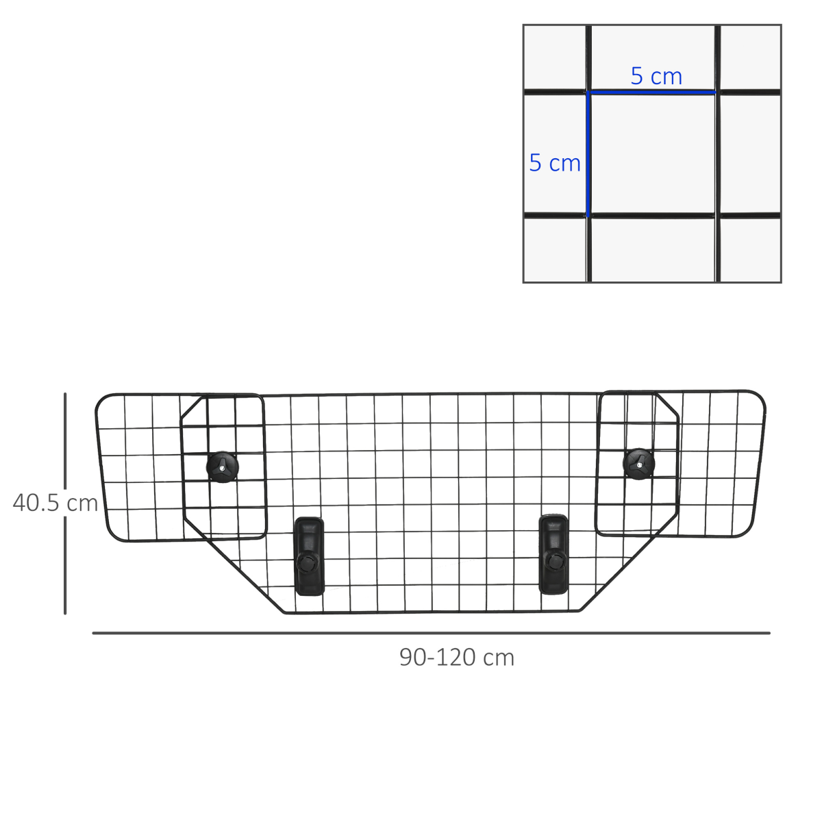 PawHut Adjustable Dog Guard for Car Boot, Metal Mesh Barrier, 90-120W x 40.5H cm