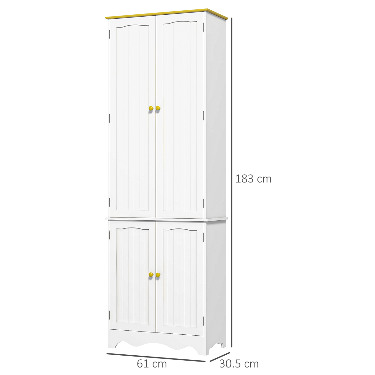 Freestanding Kitchen Cupboard 4-Door Storage Cabinet 4 Shelves, White