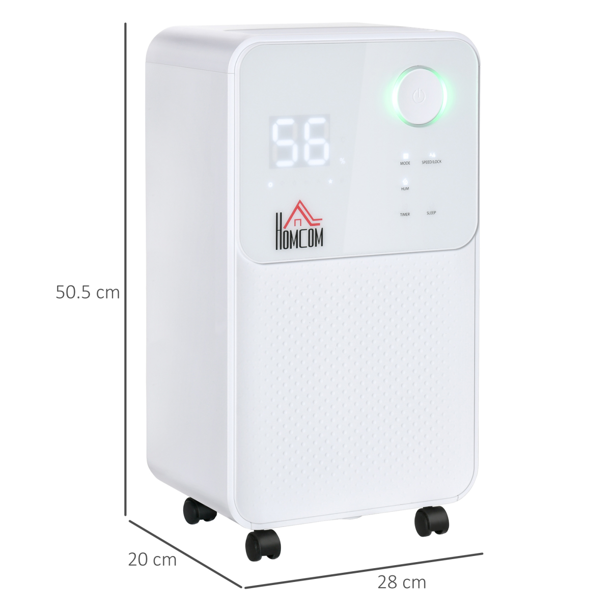 HOMCOM 12L/Day Portable Quiet Dehumidifier for Home and Laundry Room with 24-Hour Timer, Child Lock and LED Display