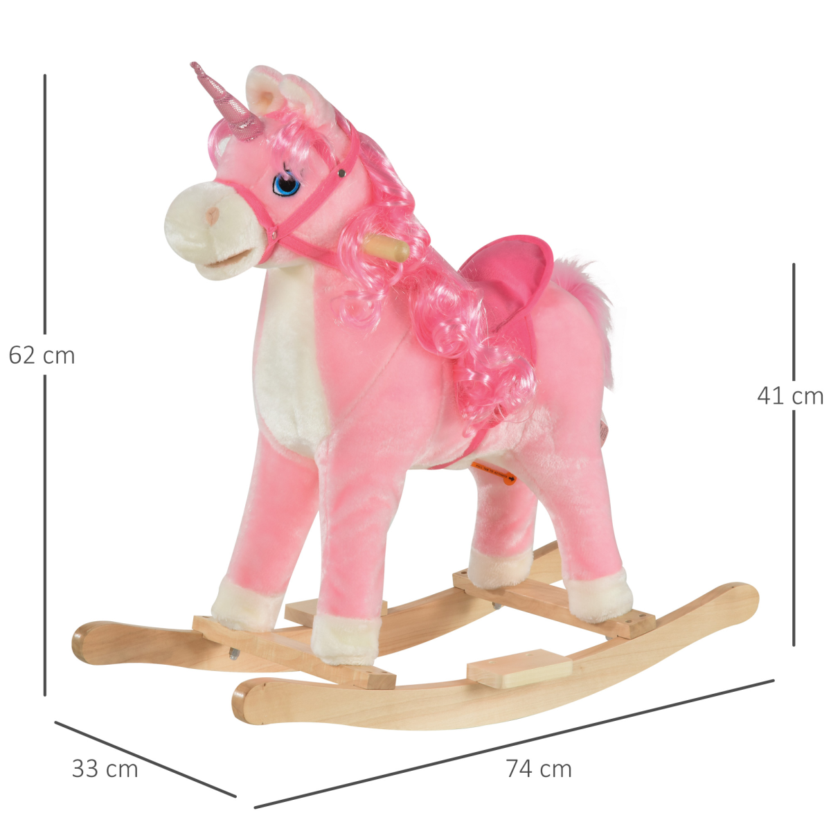 HOMCOM Kids Rocking Unicorn Ride-On Horse with Sounds, 36-72 Months