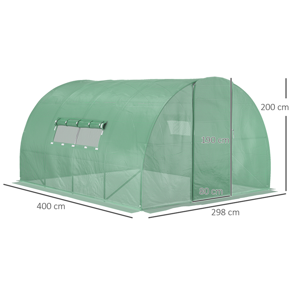 4 x 3 m Walk-In Garden Polytunnel Greenhouse with Door and Galvanised Steel Frame