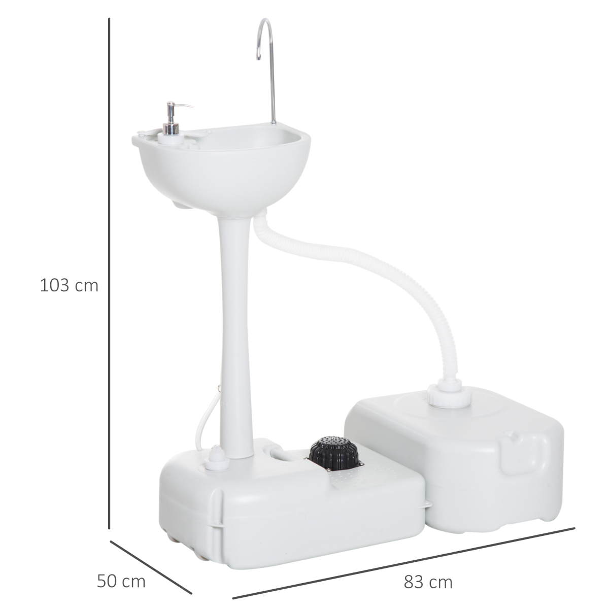 Portable Hand Wash Sink with 17L Water Tank, 24L Recovery Tank, Foot Pump, Soap Dispenser, Towel Holder and Wheels