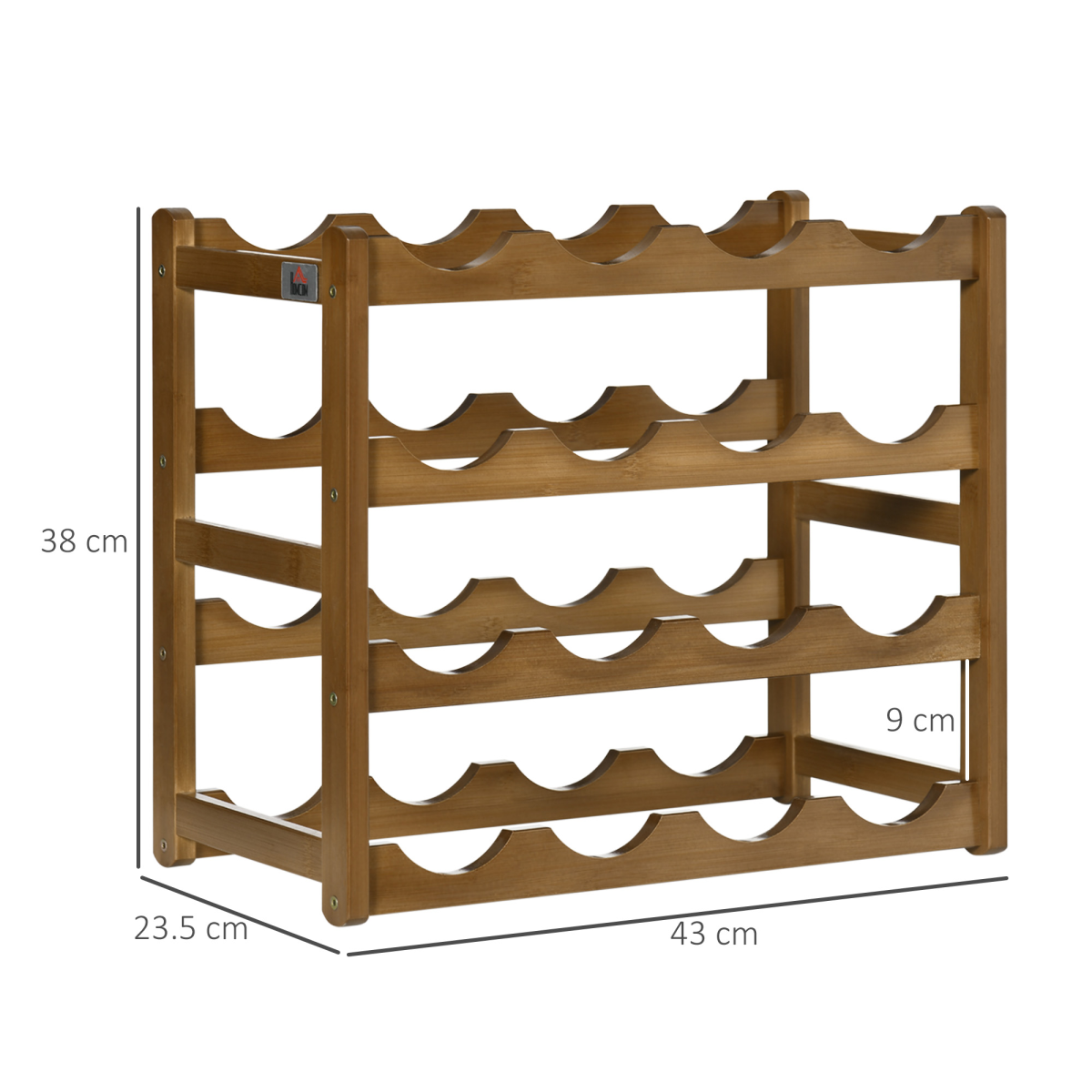 Bamboo 16-Bottle Wine Rack, 4-Tier Countertop Storage Display