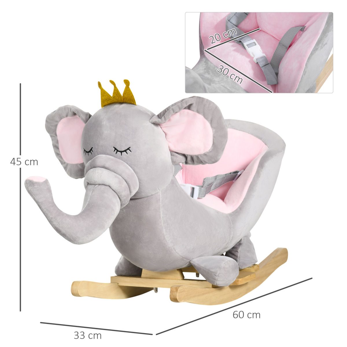 Baby Elephant Rocking Chair Rocker Toy with Sound, 18-36 Months