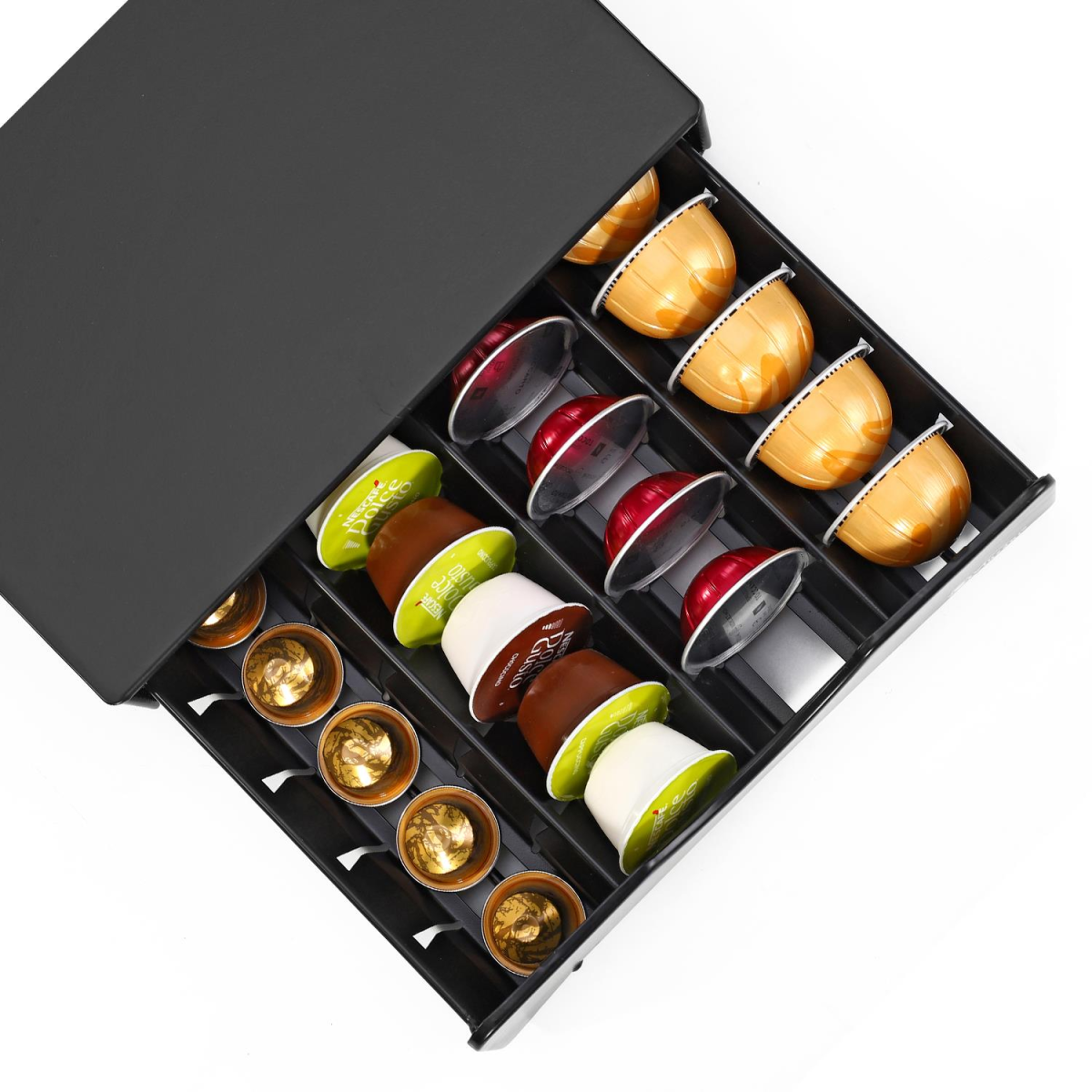 Vinsani 40 Coffee Pod Storage Drawer for Vertuoline, Dolce Gusto, K-Cup and Nespresso Pods