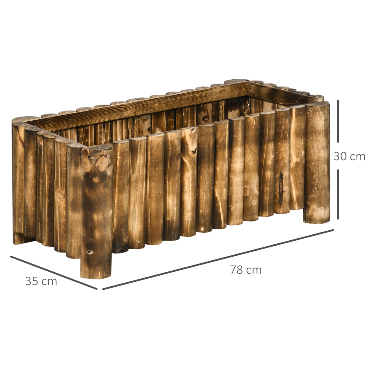 Outsunny Fir Wooden Raised Flower Bed Planter, 4 ft, 78 x 35 x 30 cm, Chemical-Free, Naturally Rot Resistant, with 4 Wooden Feet