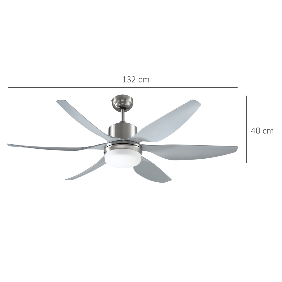 HOMCOM Reversible Ceiling Fan with Light, 3-Blade LED Ceiling Fan with RF Remote, Silver