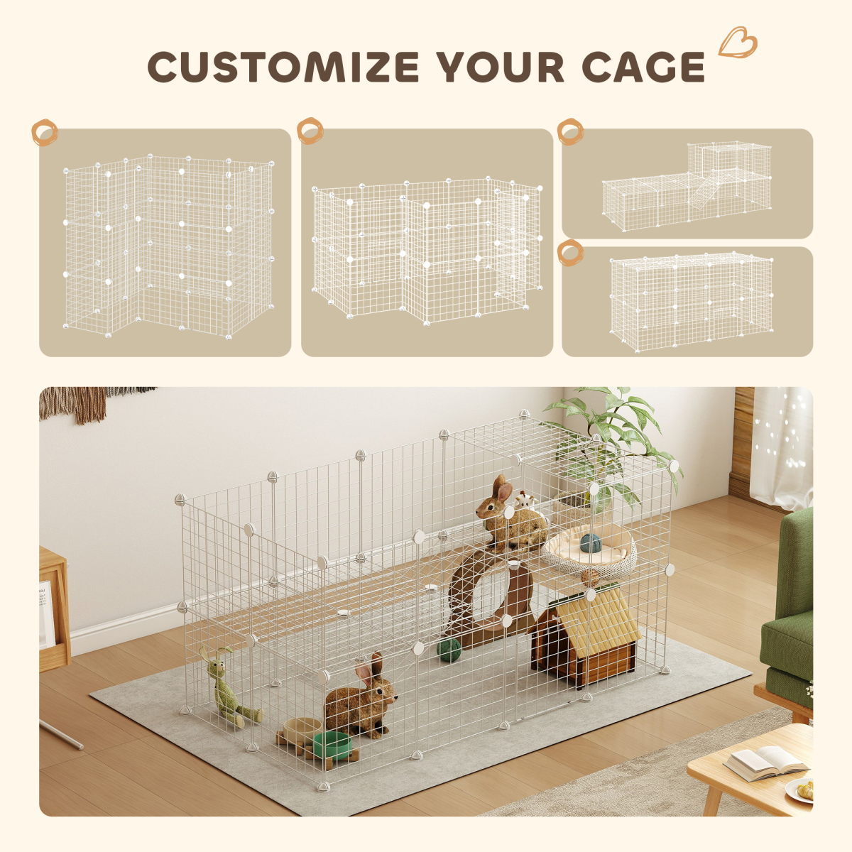 PawHut 36-Panel DIY Small Pet Playpen with Door, White