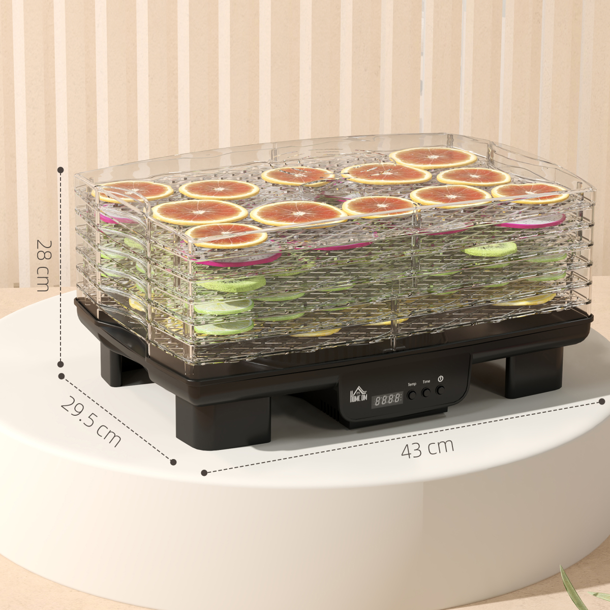 HOMCOM 6-Tray Food Dehydrator, 40-70°C Adjustable Temp, 1-48H Timer