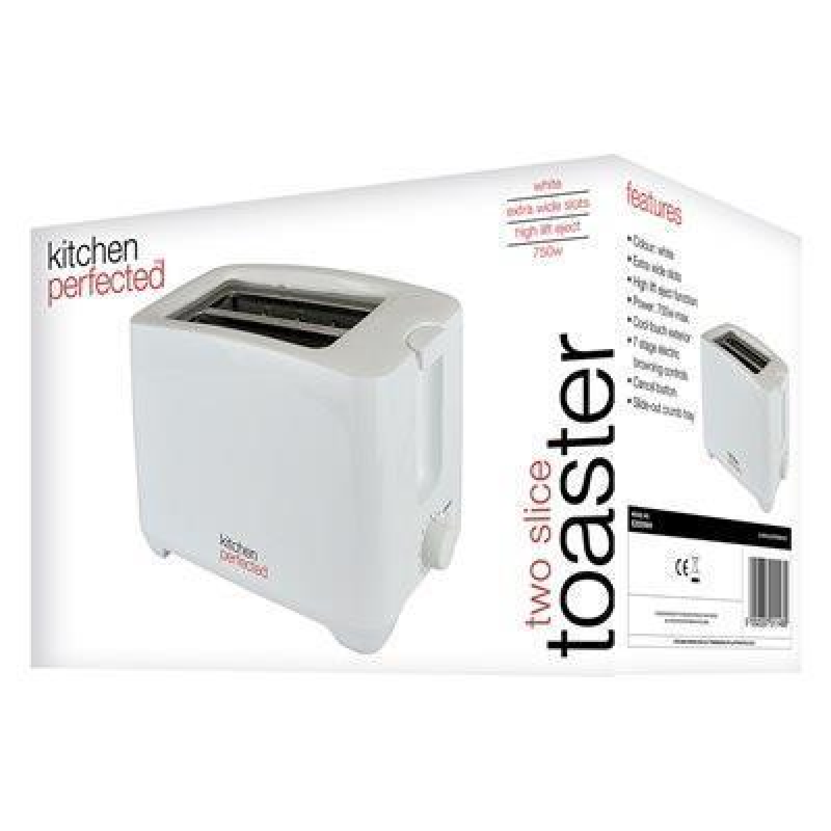 Kitchen perfected kettle 2000W Fast Boil 1.7L and 2 slice toaster - White