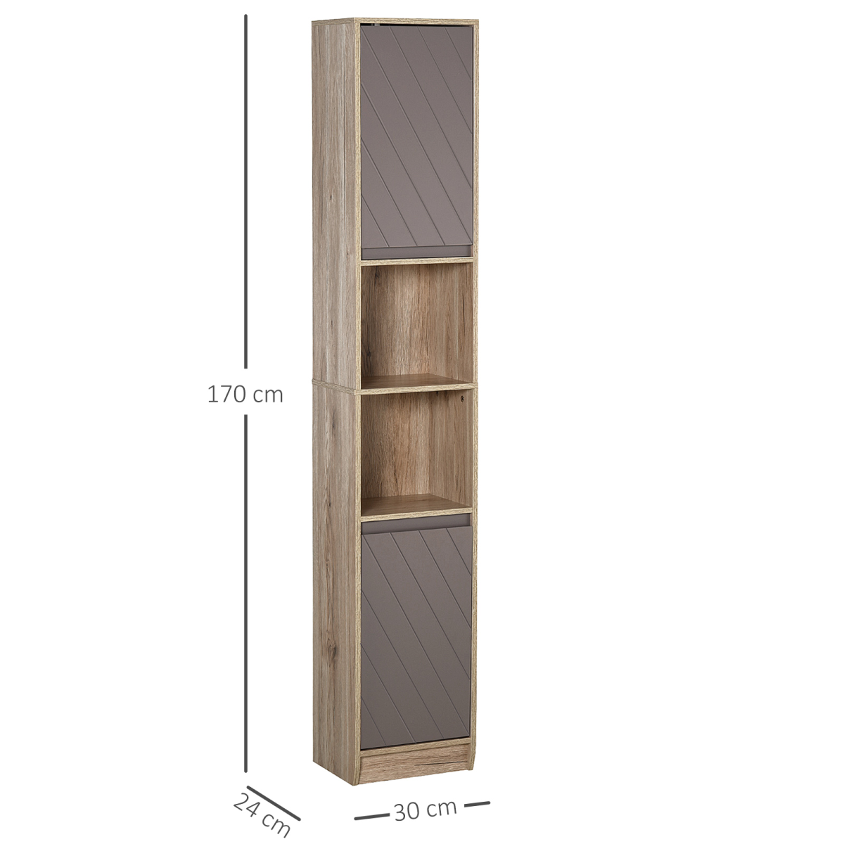 170cm Slimline Freestanding Storage Cabinet with 2 Cupboards