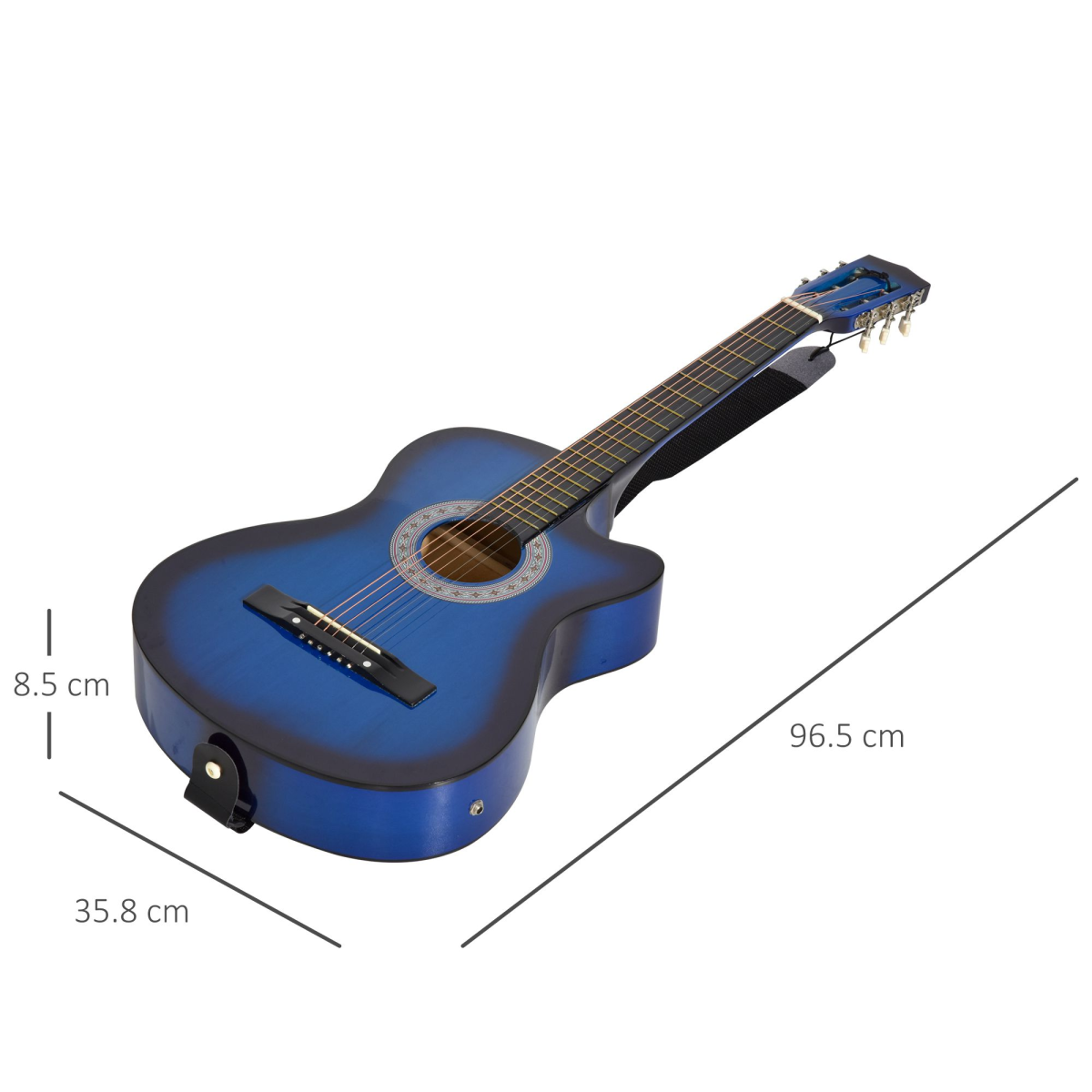 HOMCOM 38 Inch Electric Acoustic Guitar Beginner Set with Carry Case