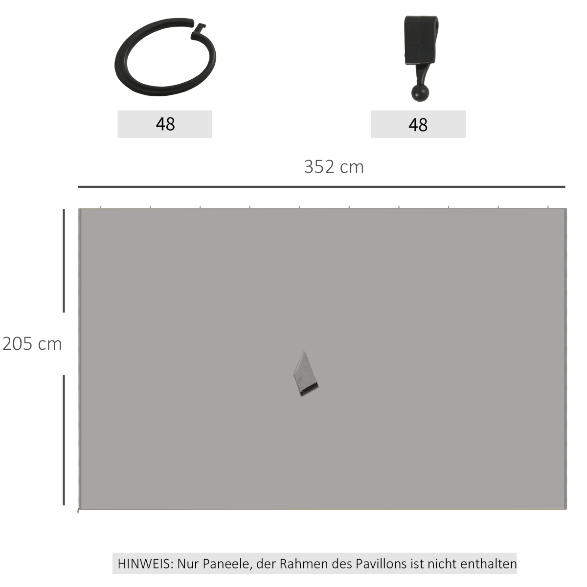 Outsunny Gazebo Replacement Sidewalls Privacy Panel for Most 3 x 4m Gazebos Light Grey