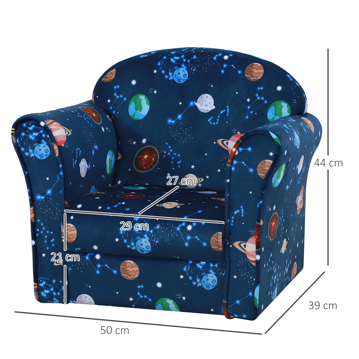 Kids Planet-Themed Mini Sofa Chair for Bedroom and Playroom