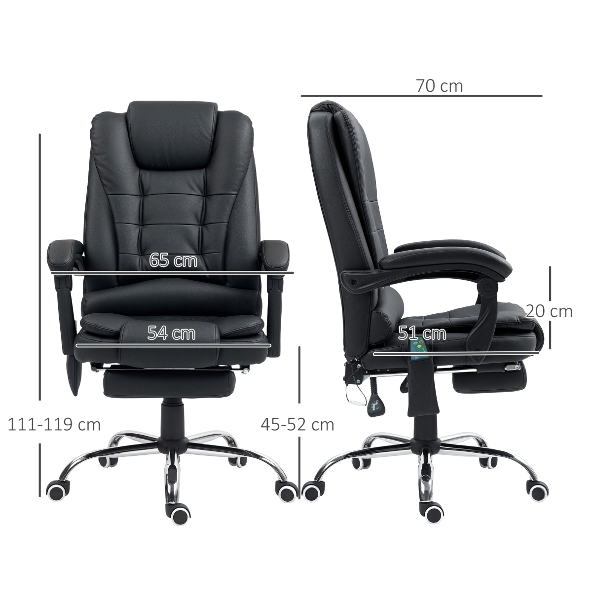 Vinsetto Heated 6-Point Vibration Massage Office Chair, Black