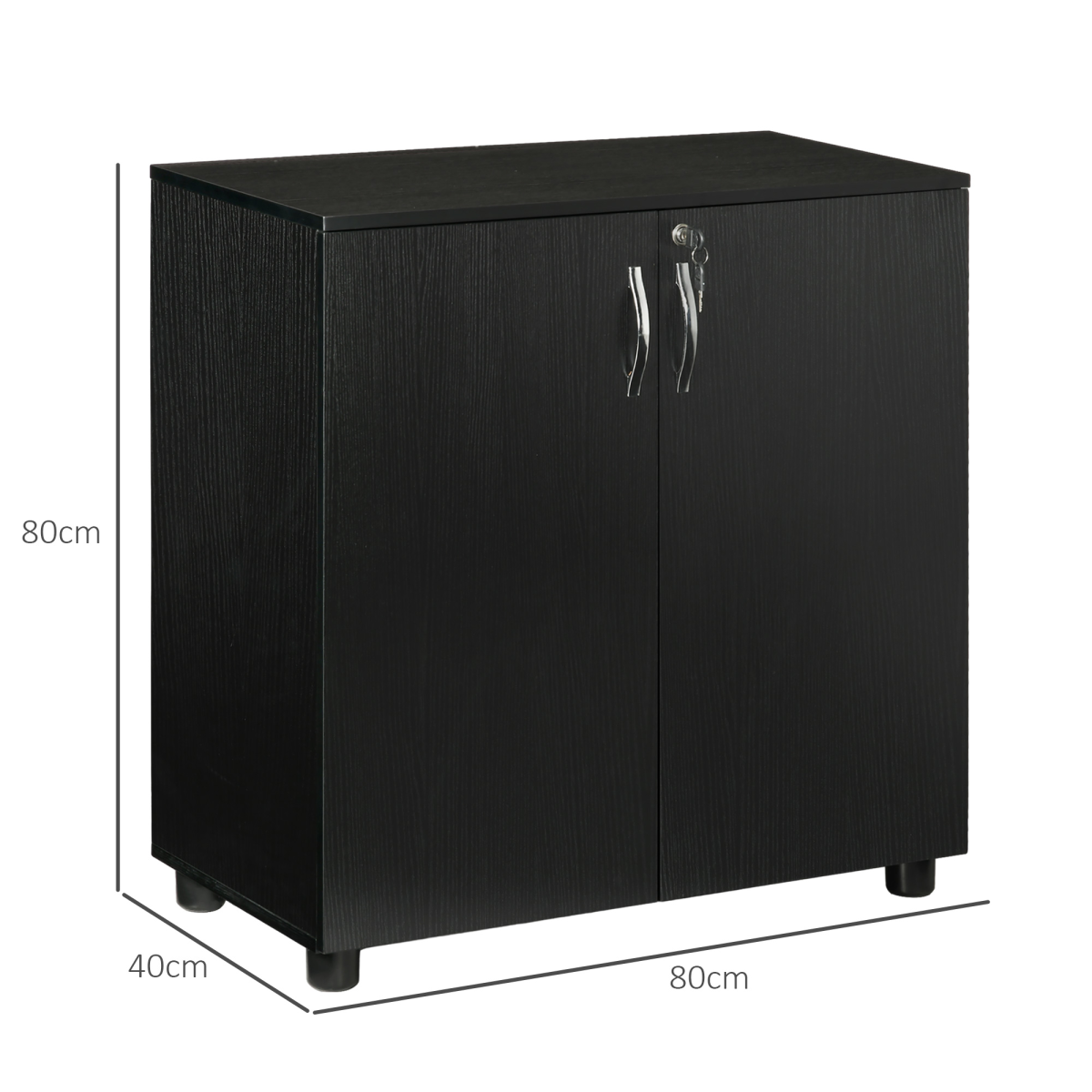 2-Tier Locking Office Storage Cabinet File Organisation with 2 Keys, Black