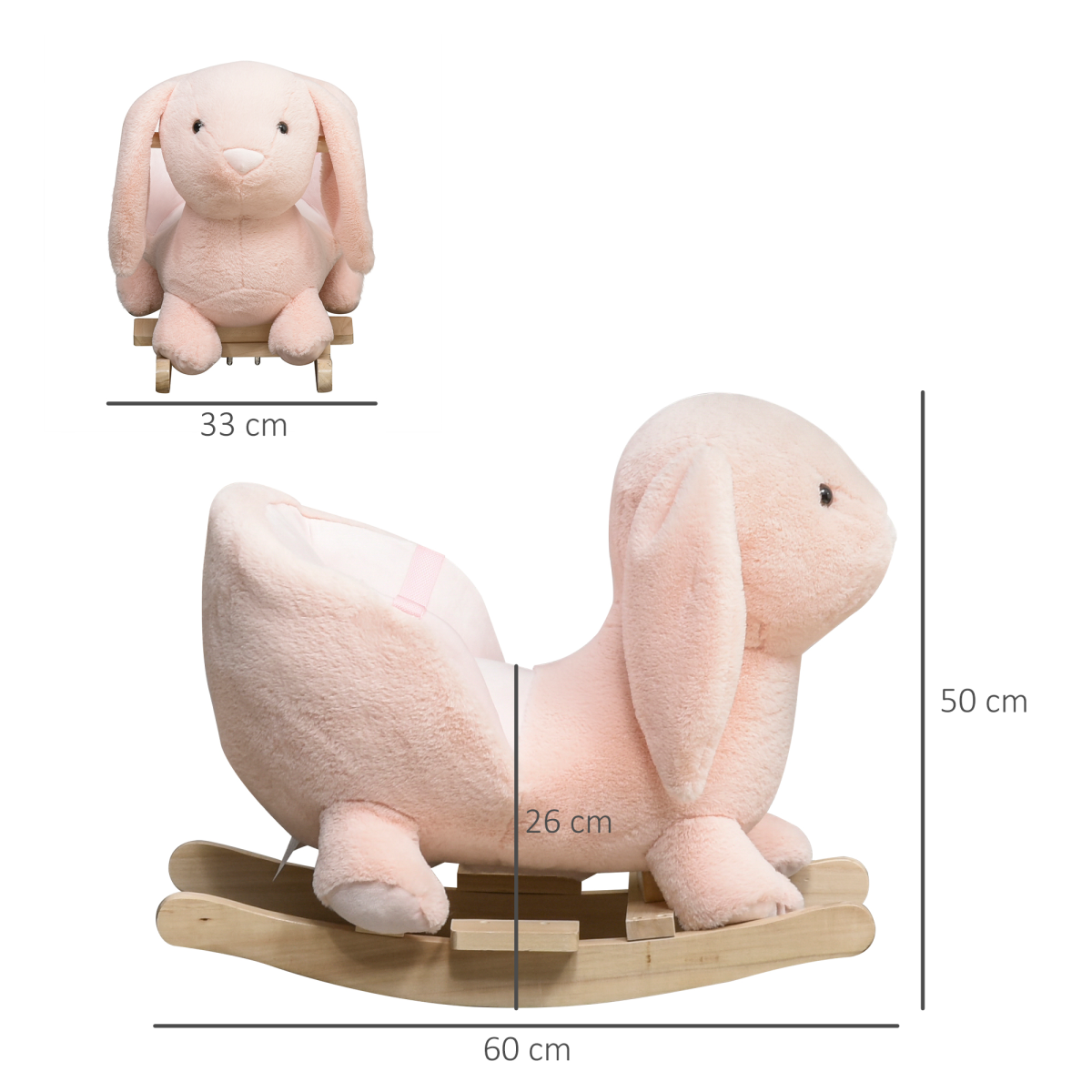 Kids Plush Rocking Rabbit with Sound, Seat Belt & Handlebars