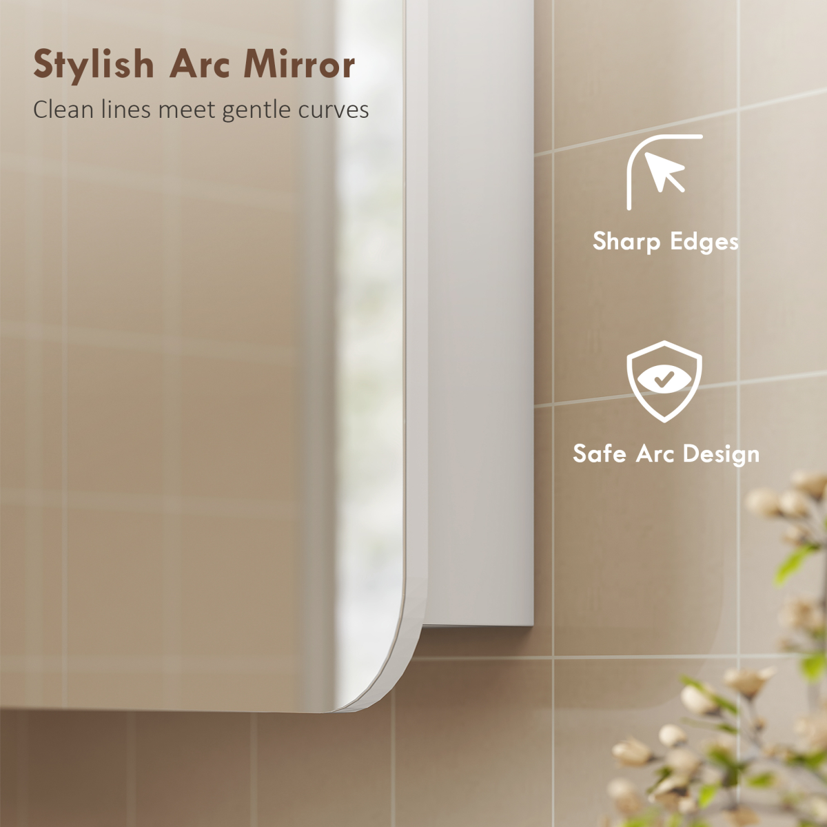 HOMCOM Arched Wall-Mounted Bathroom Mirror Cabinet, White