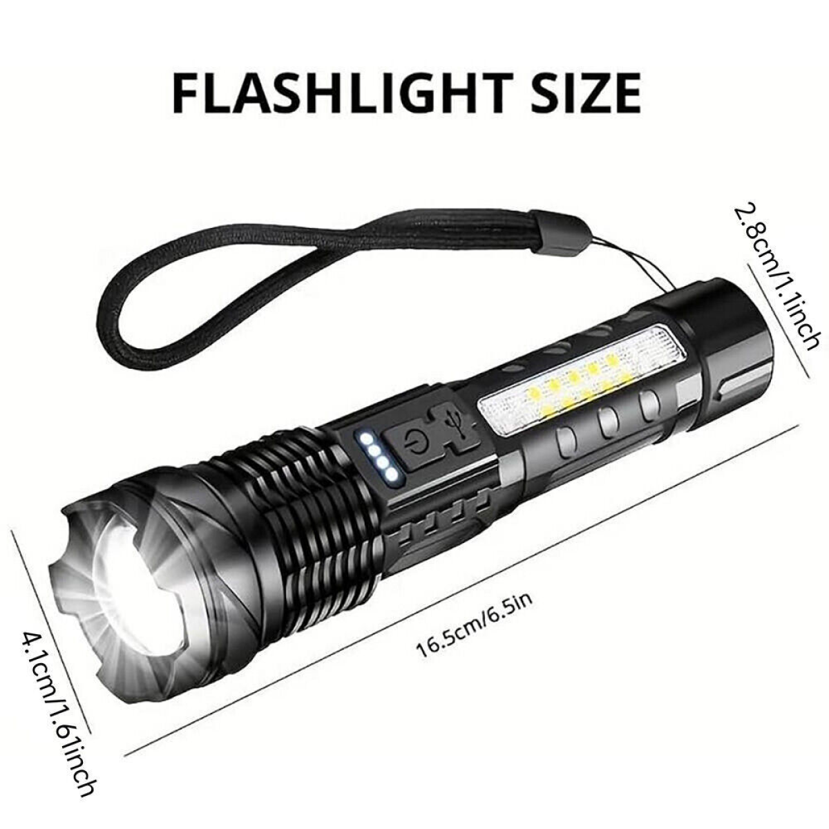 (2Pack)USB Rechargeable LED Flashlight Adjustable Focus Camping Hiking Outdoor Flashlight Work light