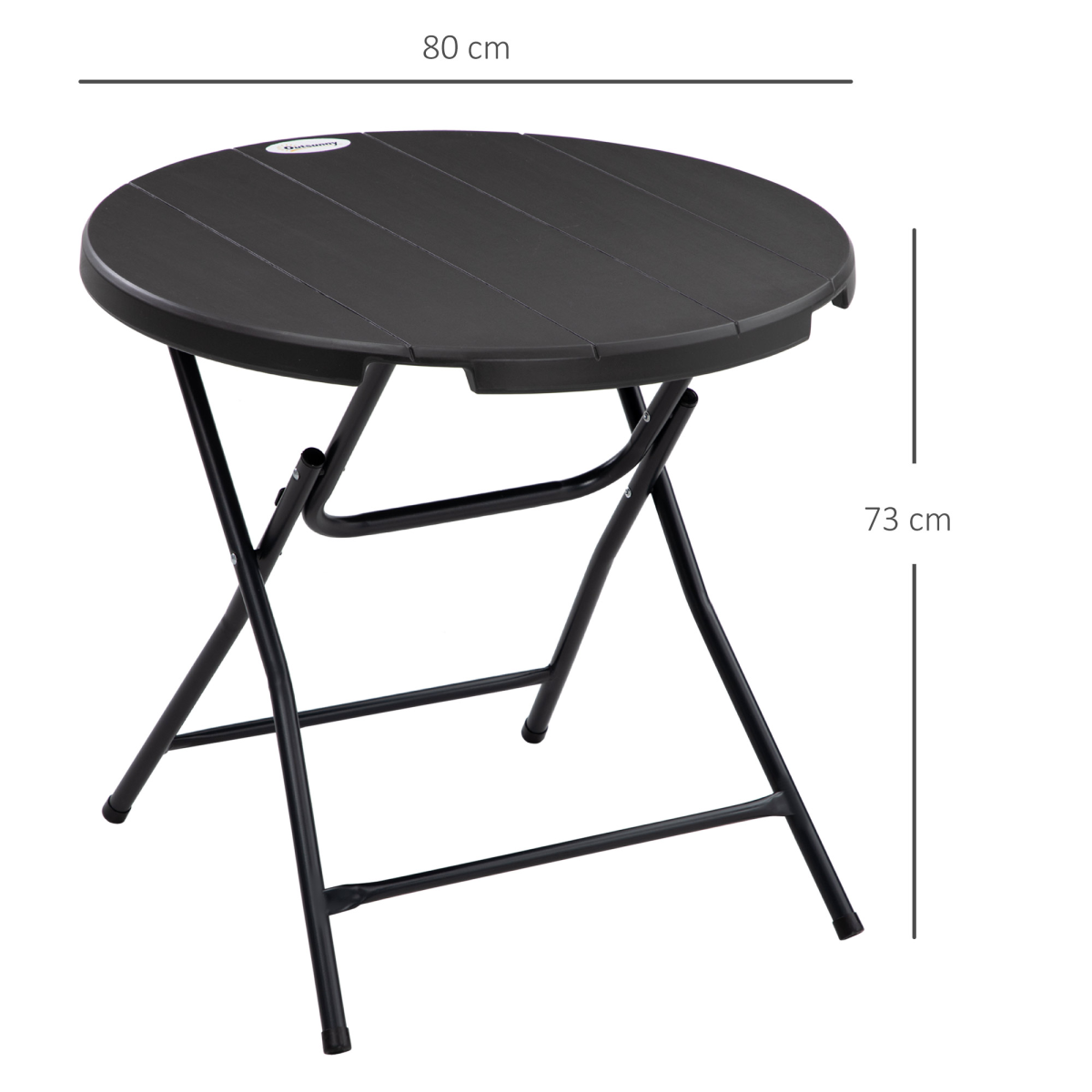 Outsunny Folding Round Garden Table for 4, Steel Frame