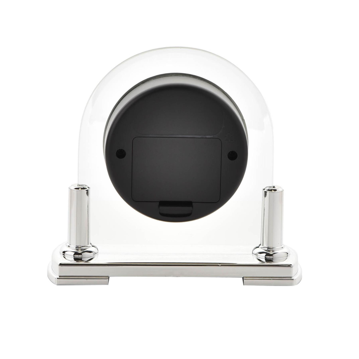 Wm.Widdop Glass Mantel Clock Silver Bezel & Stand