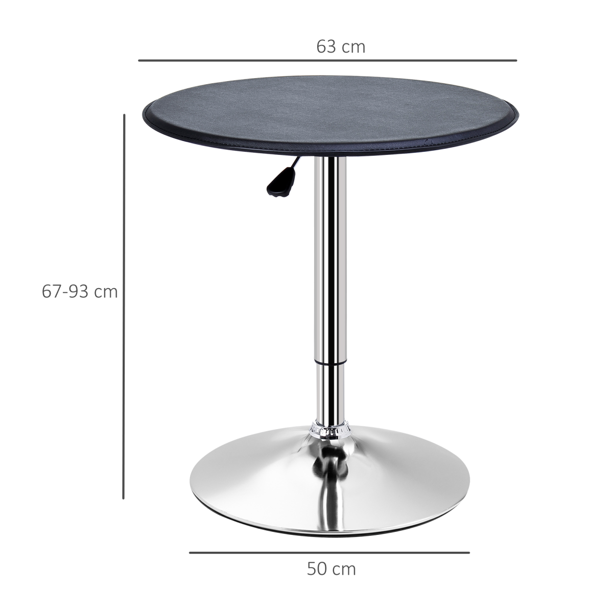 HOMCOM Height Adjustable Round Bar Table with Swivel Round Top, Chrome Steel Frame, Black