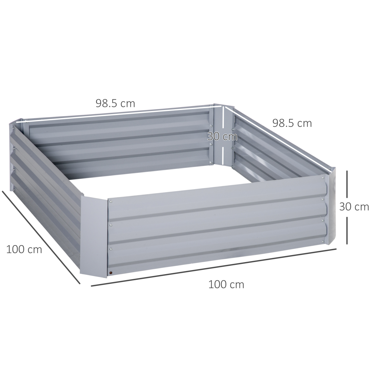 Outsunny Set of 2 Metal Raised Garden Bed Frames, 100cm x 100cm x 30cm, Powder-Coated Steel, Outdoor Use