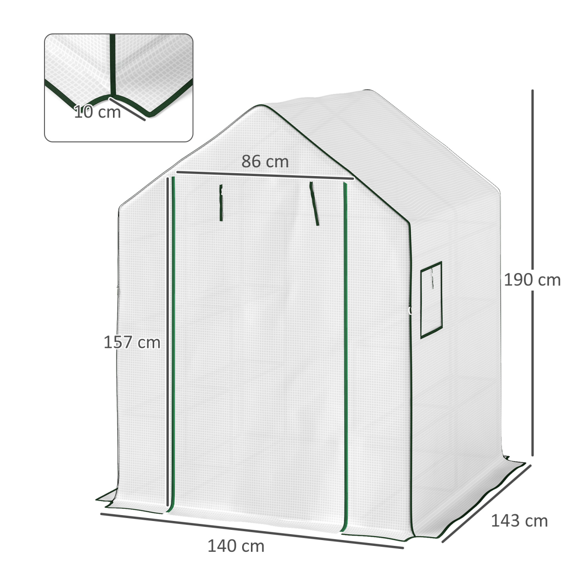 Outsunny Walk-In Greenhouse with 8 Shelves, White