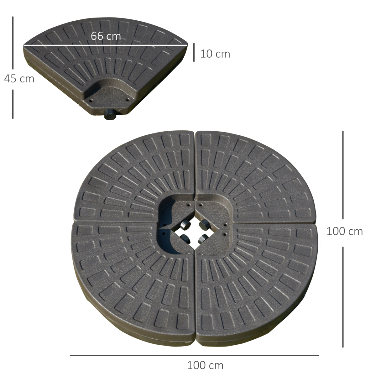 4-Piece Cantilever Patio Umbrella Base, Water/Sand Fillable