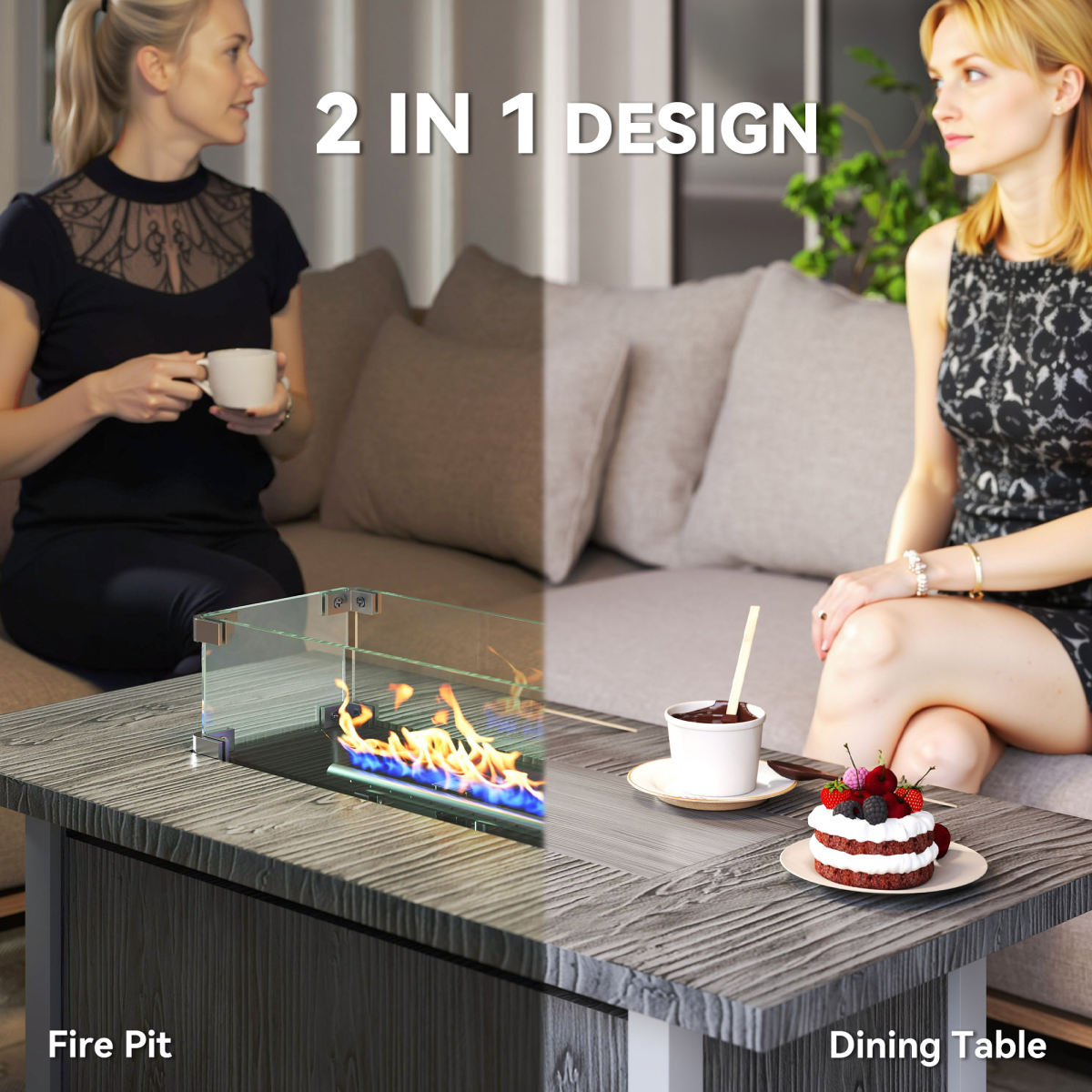 Outsunny Propane Fire Pit Table, 50,000 BTU, Dark Grey