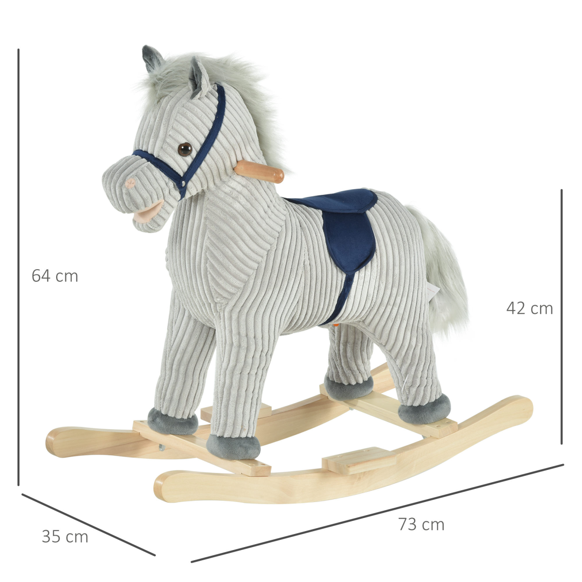HOMCOM Kids Rocking Horse Ride-On with Sound, Wooden Base