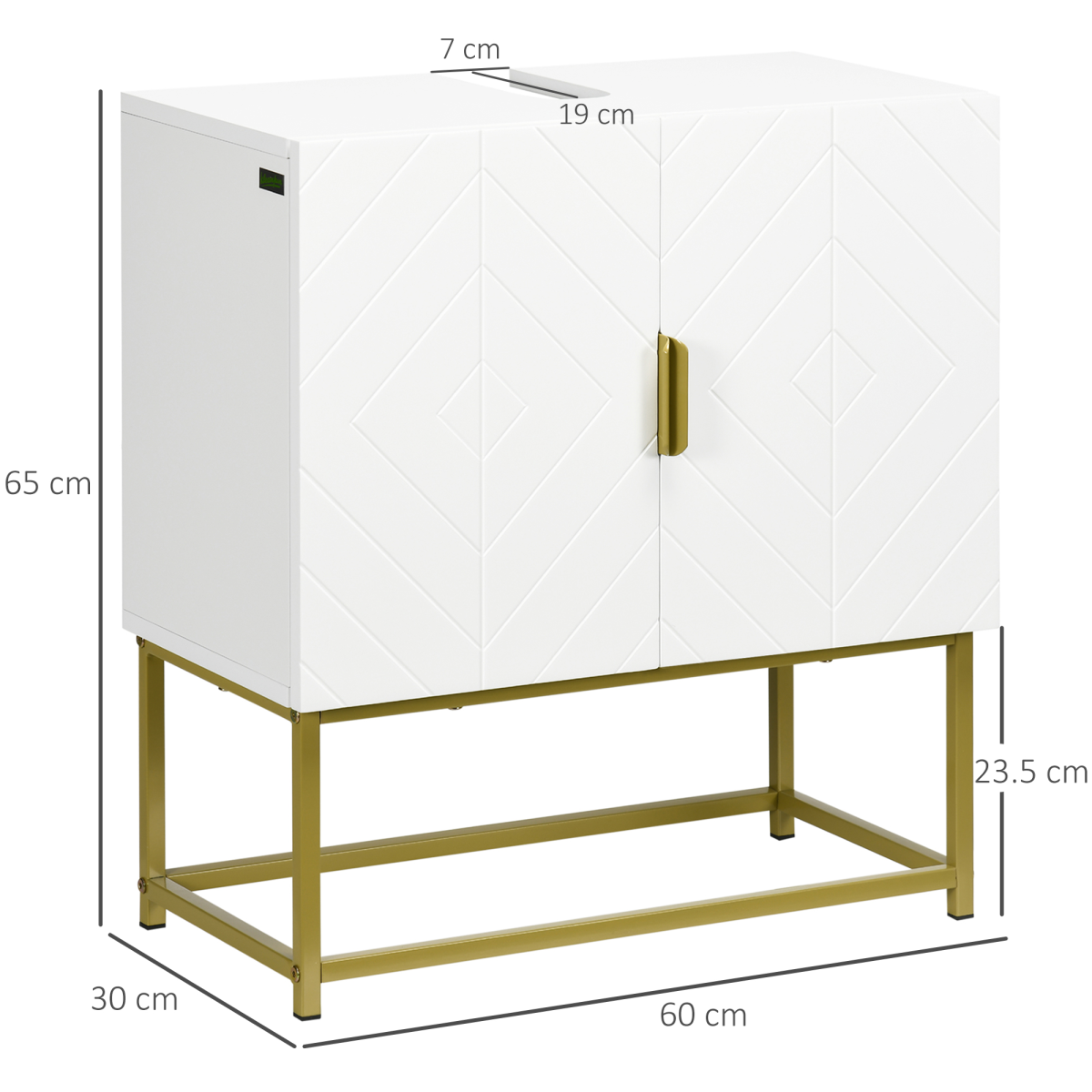 kleankin White Under Sink Bathroom Cabinet with Double Doors