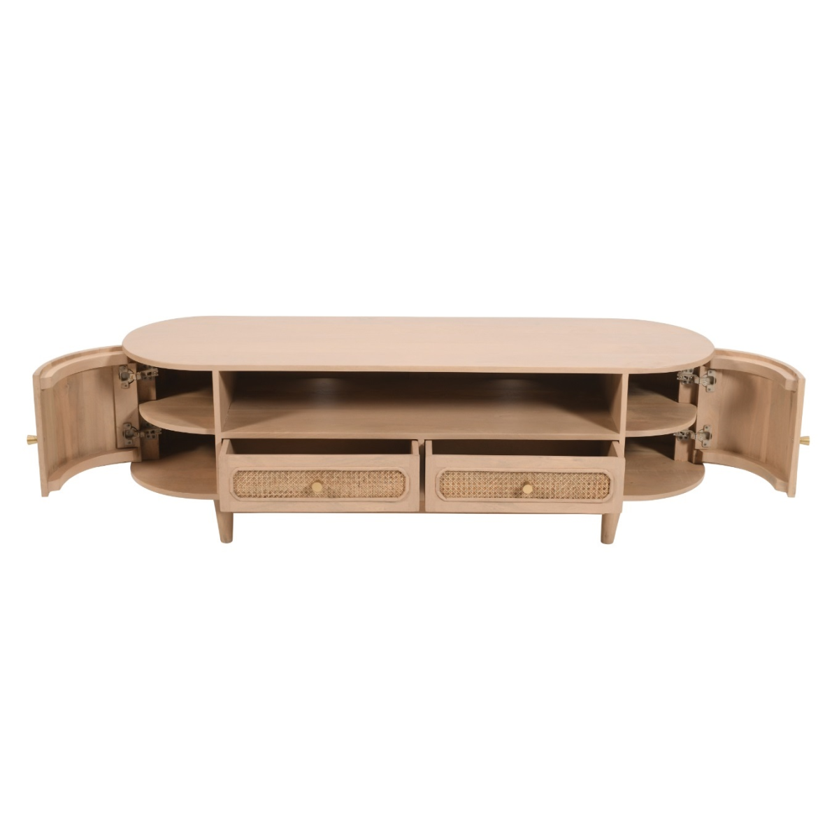 Valencia Cane & Mango Wood 2 Drawers And 2 Door Tv Cabinet