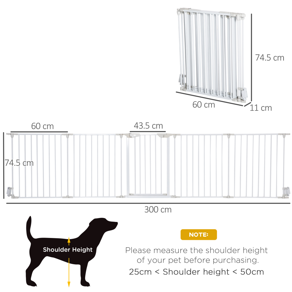 PawHut 5-Panel Indoor Pet Gate and Dog Playpen with Walk-Through Door, Freestanding or Wall-Mounted, Foldable Metal Frame, White