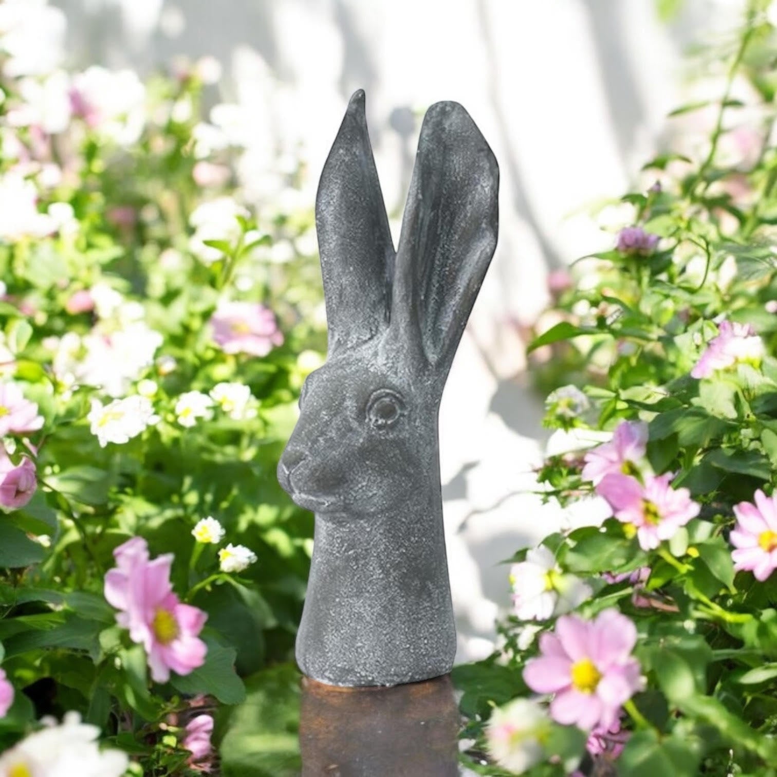 MSL 29cm Grey Resin Rabbit Ornament for Indoor or Outdoor Use, Hand Finished Garden Feature